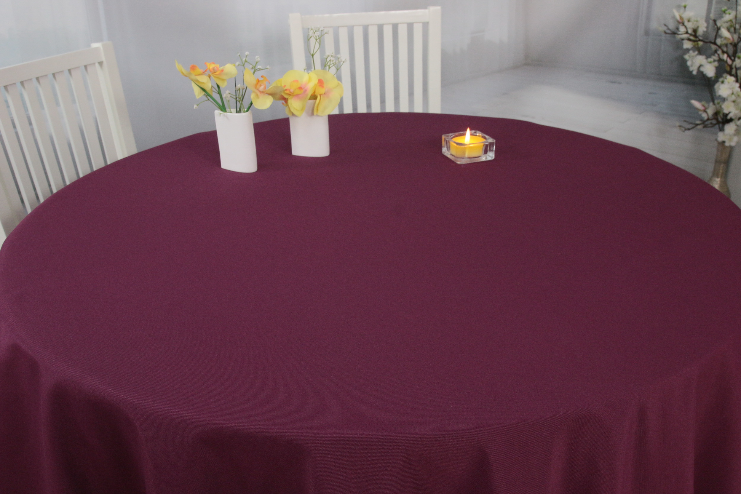 Tischdecken Aubergine einfarbig ab 80 cm bis 200 cm RUND