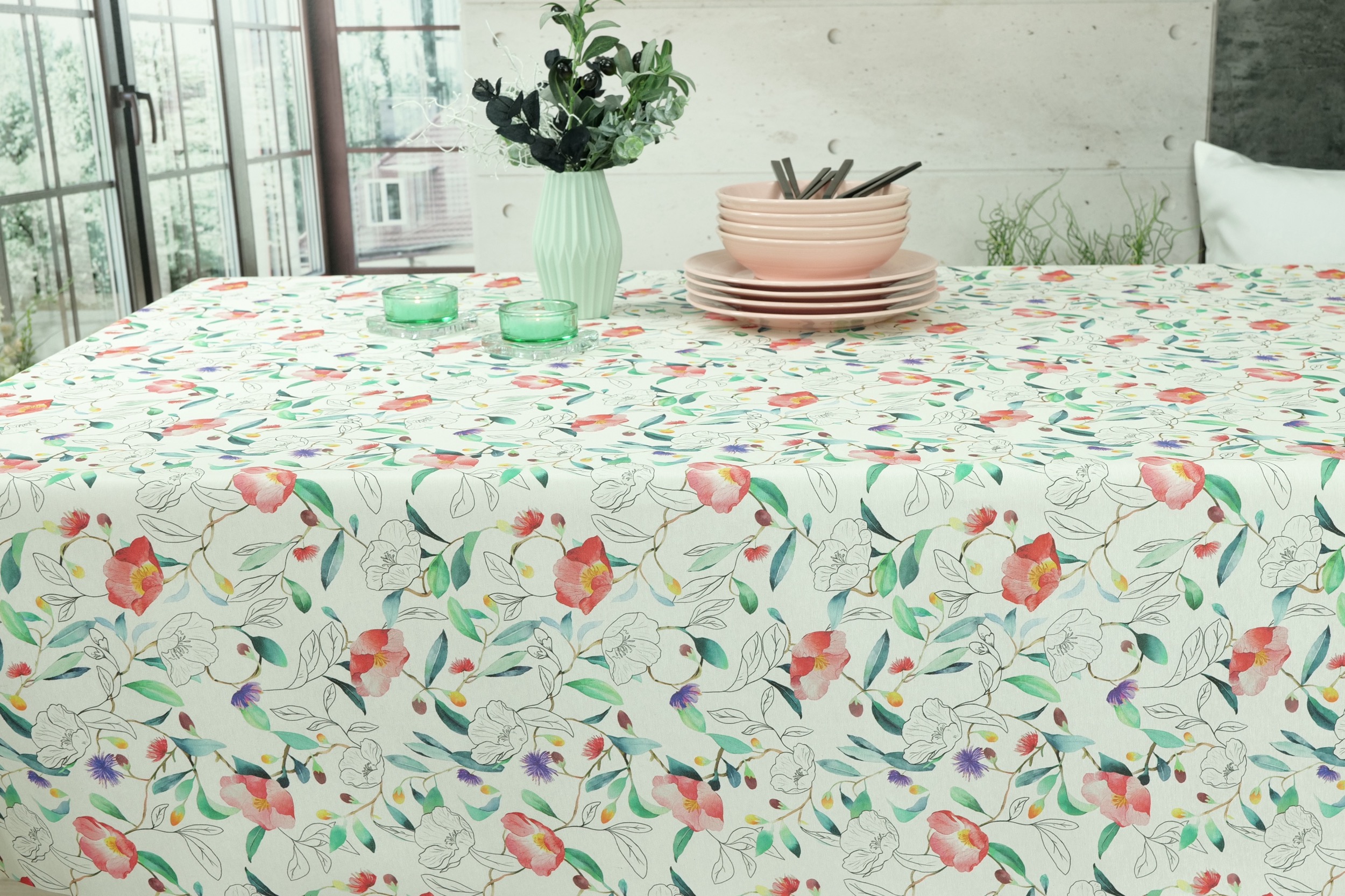Abwaschbare Tischdecke Muster Blumen Paola Breite 150 cm