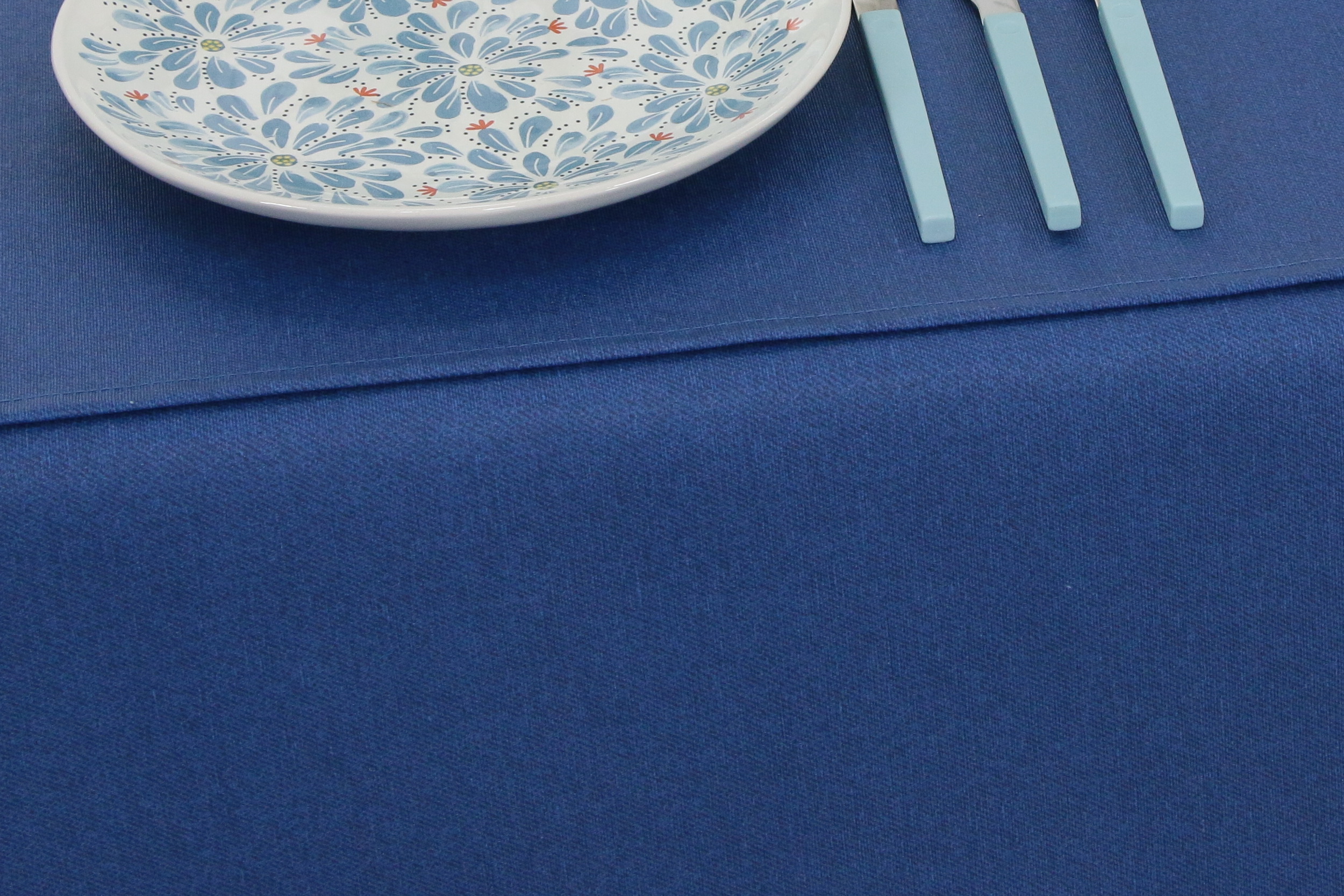 Tischdecke abwaschbar Königsblau uni Dali Breite 130 cm