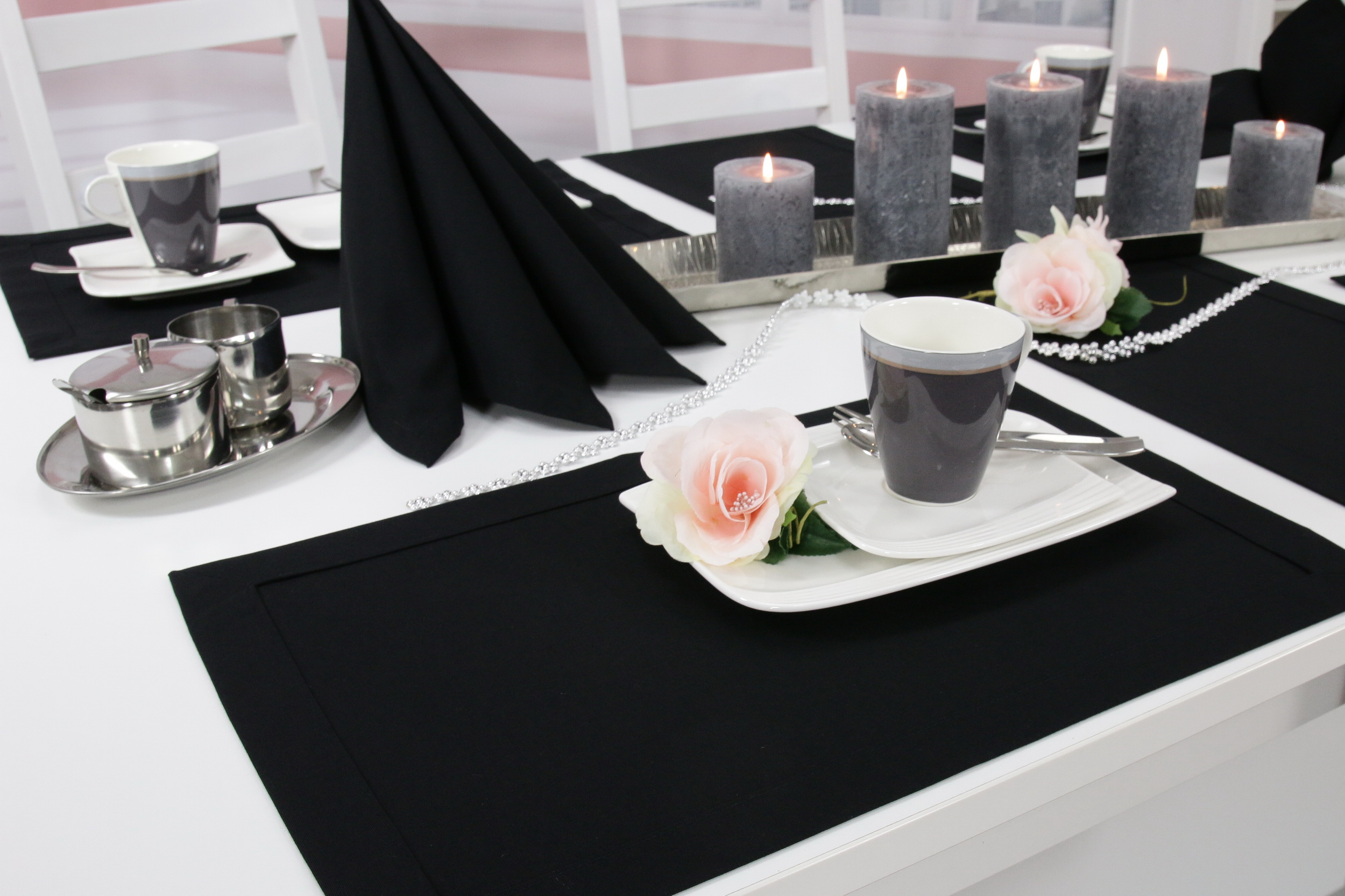 Tischset Schwarz uni Größe 30x48 cm Platzset