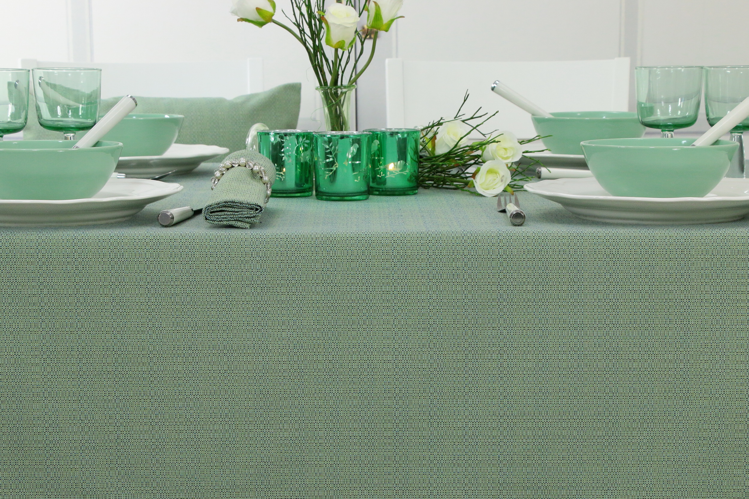 Tischdecke mit Fleckschutz Grün Alma Breite 150 cm