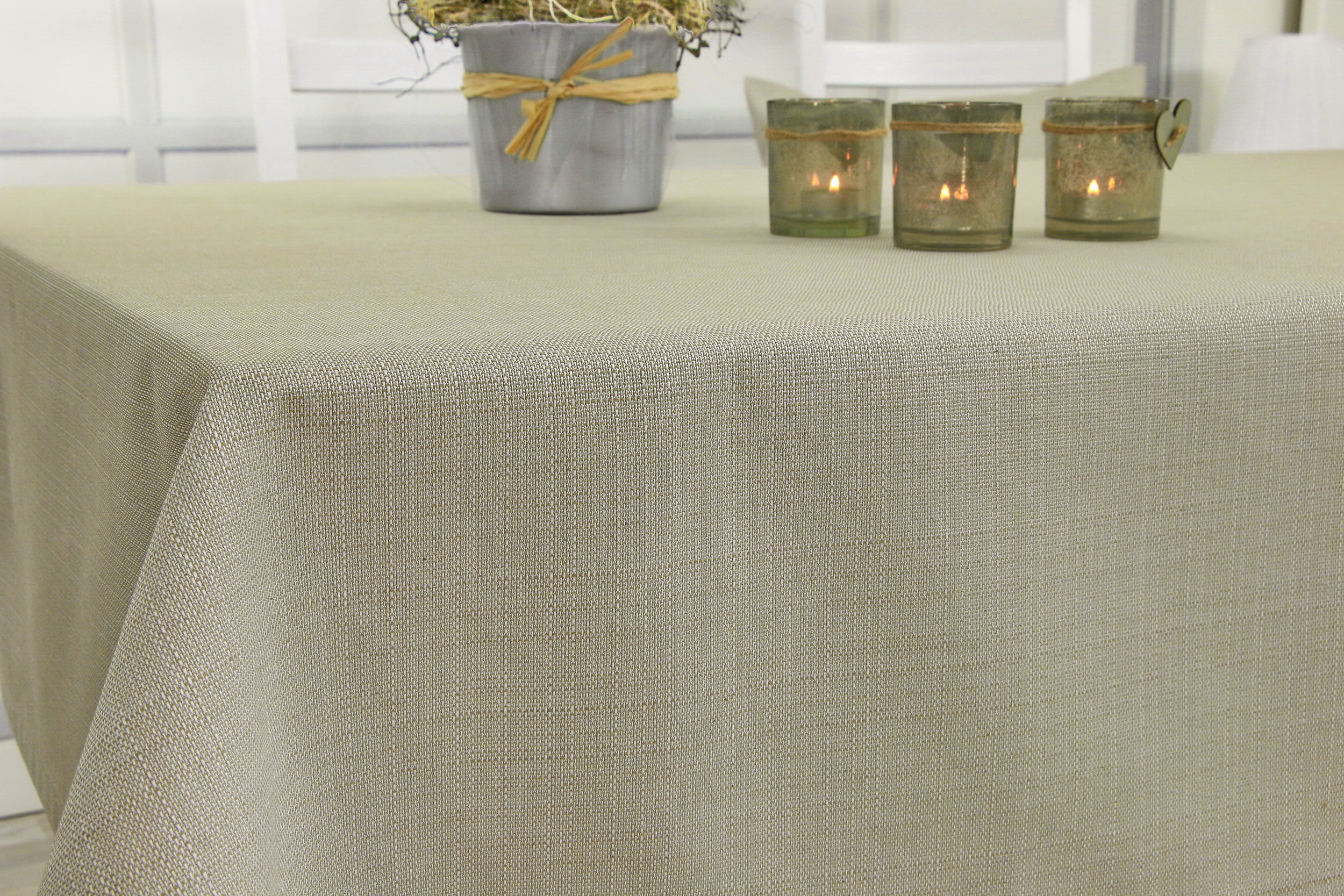 Tischdecke mit Fleckschutz Evita Perlsand Uni Breite 140 cm