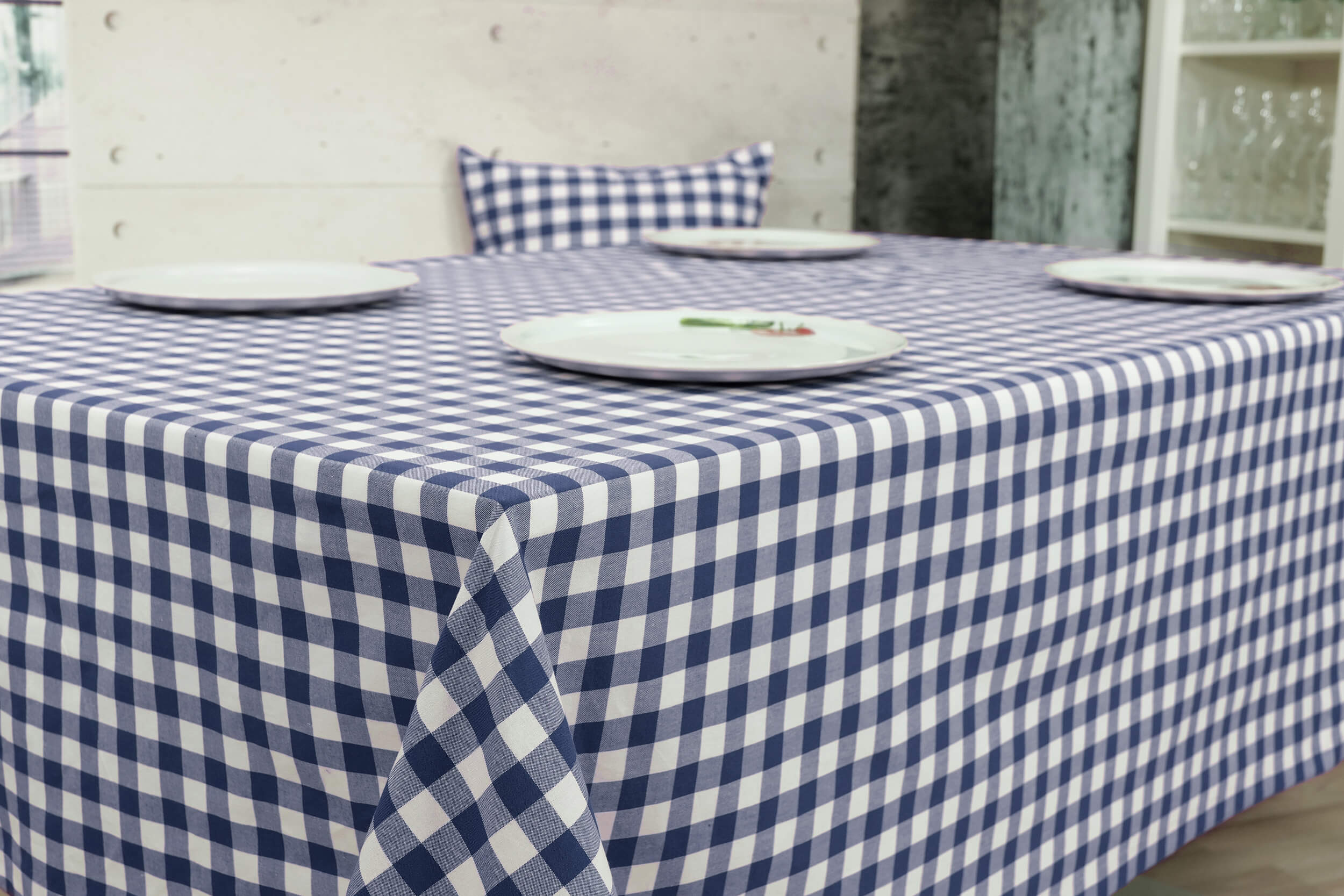 Karierte Tischdecke Blau Weiß Cuadros Breite 90 cm