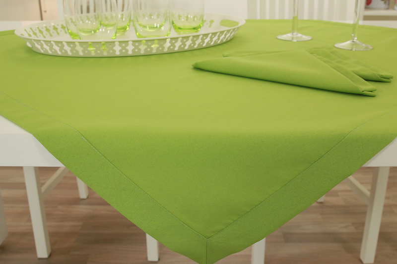Tischdecke Apfelgrün einfarbig ab 80x80 cm bis 200x200 cm QUADRATISCH