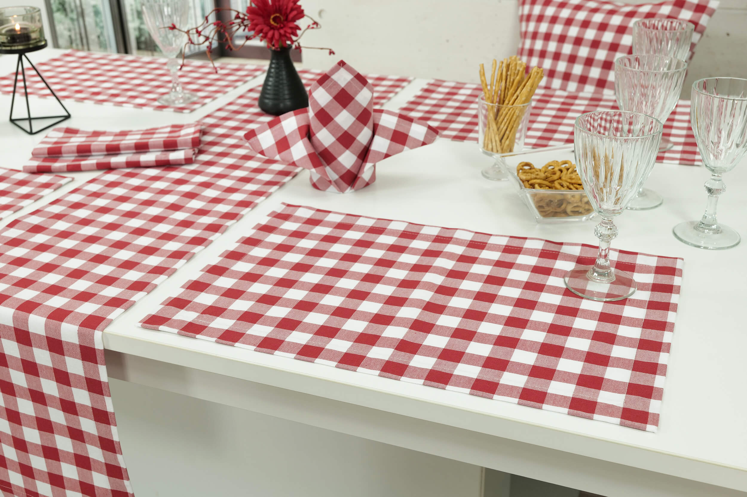 Karierte Tischsets Rot Weiß Cuadros Größe 32x42 cm Platzset