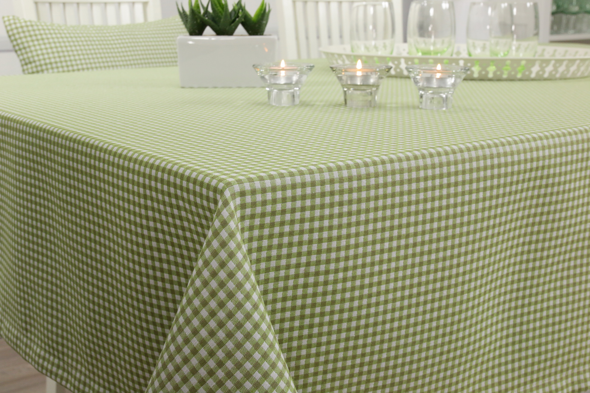 Tischdecke Bauernkaro Grün Breite 180 cm