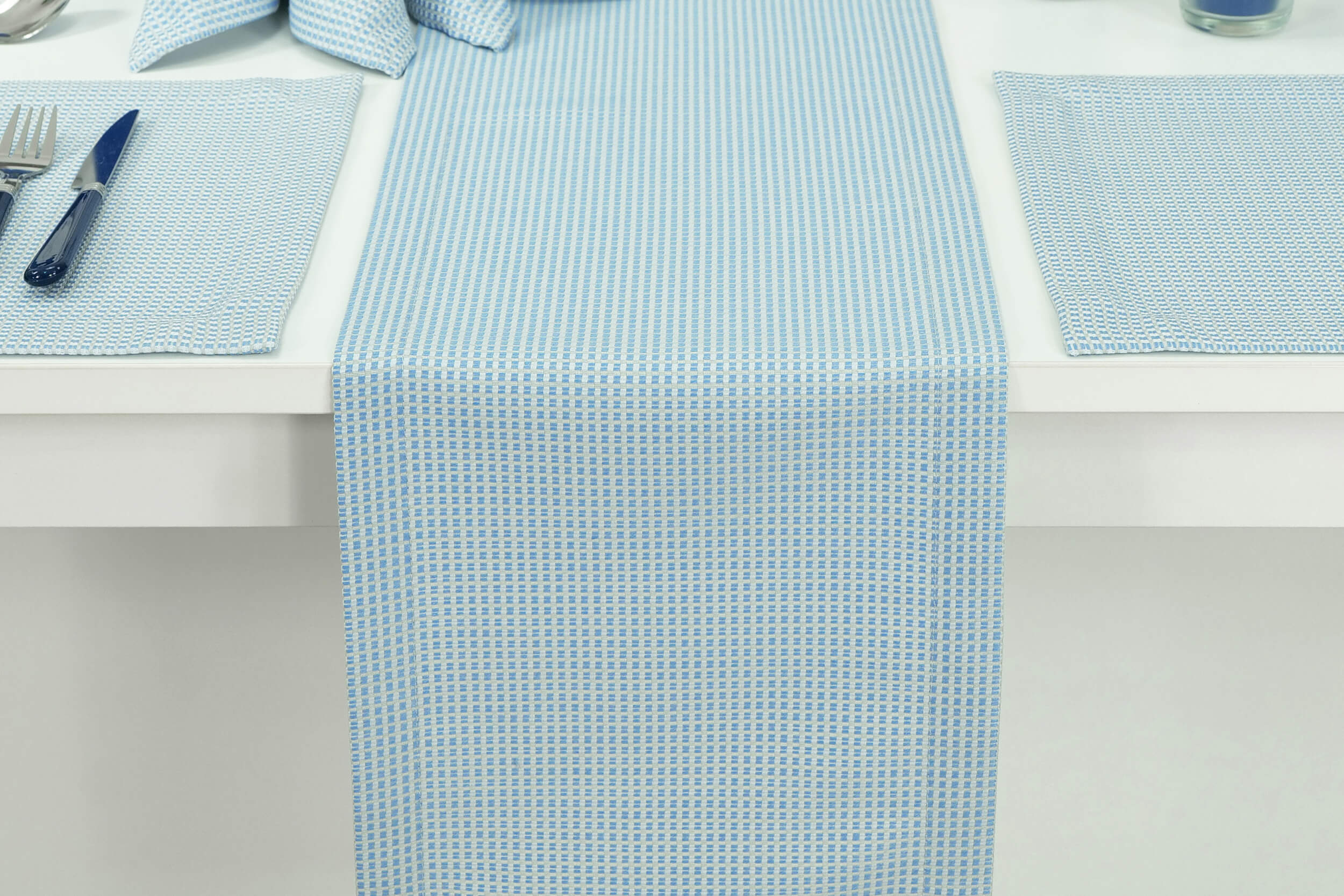 Garten Tischläufer mit Fleckschutz Blau Muster Philadelphia Breite 40 cm