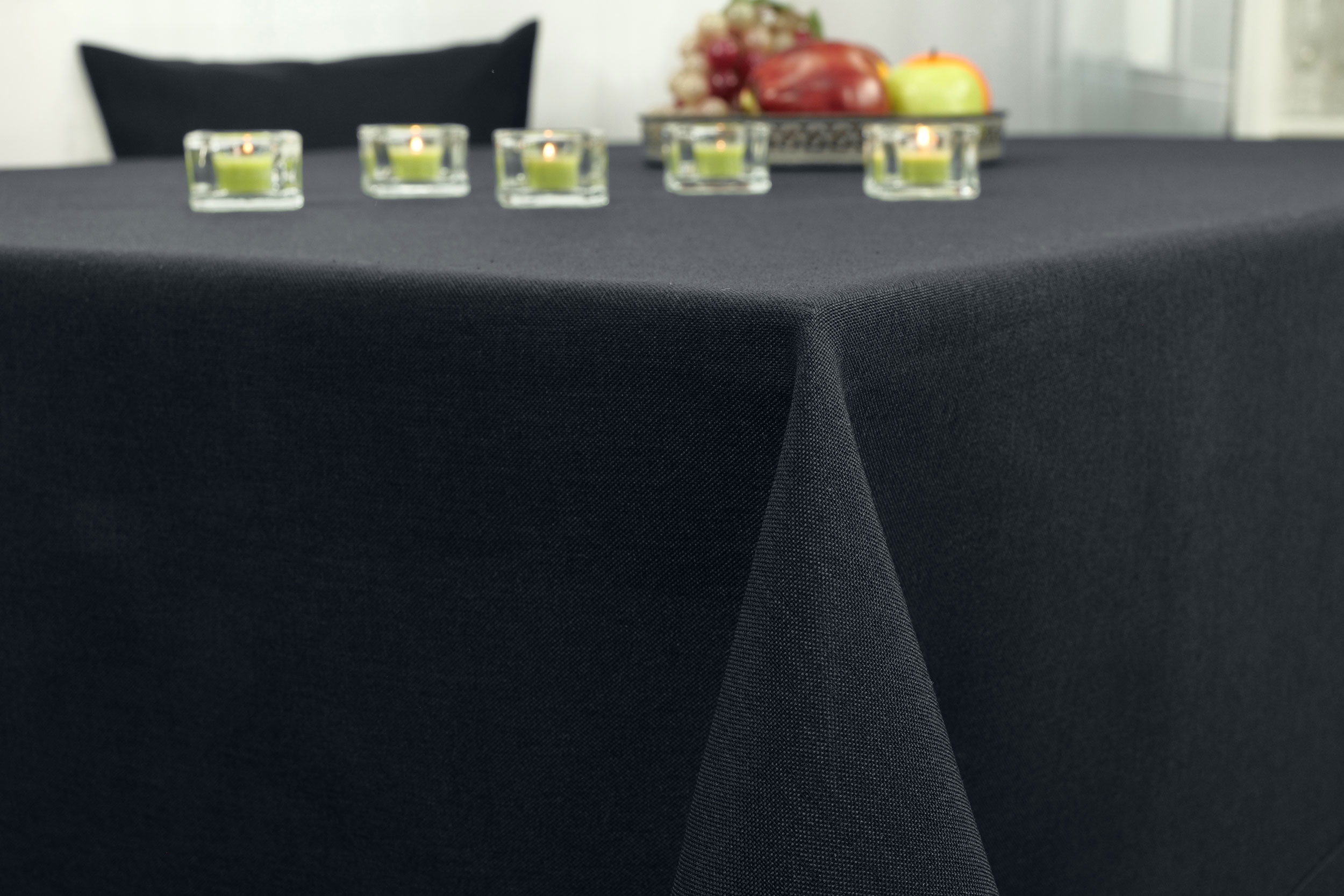 Tischdecke mit Fleckschutz Schwarz Uni Leinenoptik Valerie Breite 140 cm