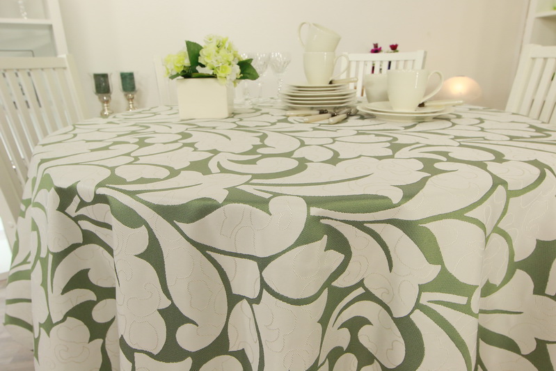 Tischwäsche Queens Smaragdgrün Muster Ø ab 80 cm bis 200 cm RUND