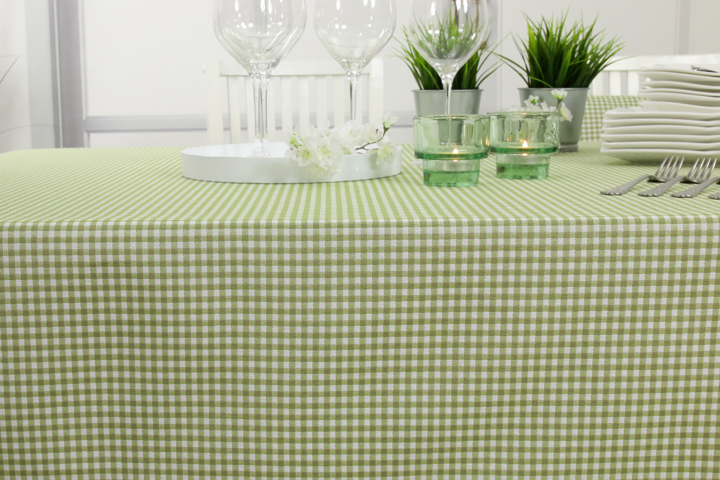 Tischdecke Bauernkaro Grün Breite 110 cm