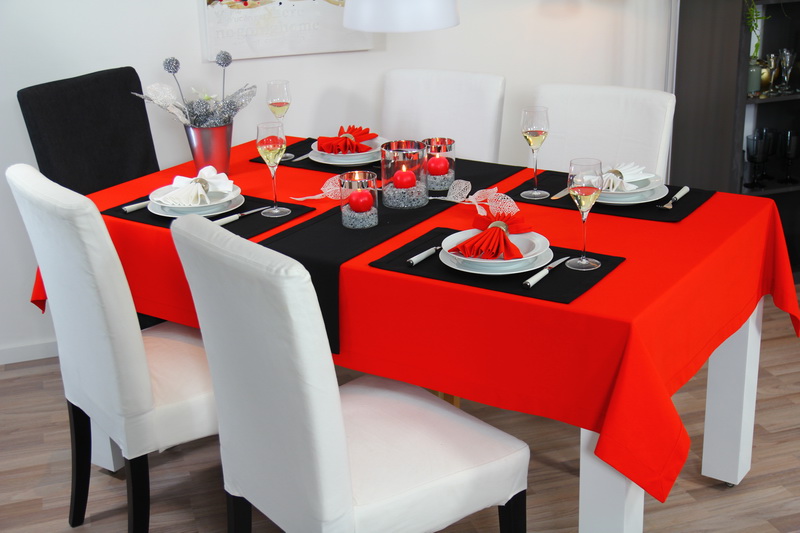 Tischdecke Rot uni Breite 160 cm