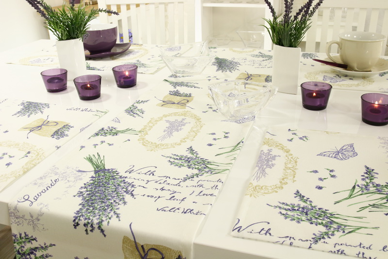 Abwaschbarer Tischläufer Lavendel Mediterran LONA Breite 25 cm