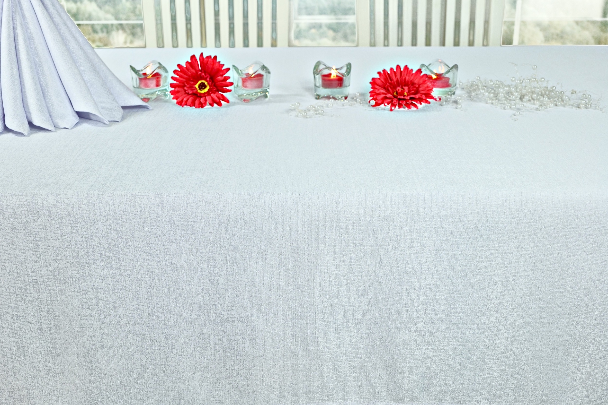 Tischdecke mit Fleckschutz Weiß Muster dezent klassisch Jana Breite 130 cm
